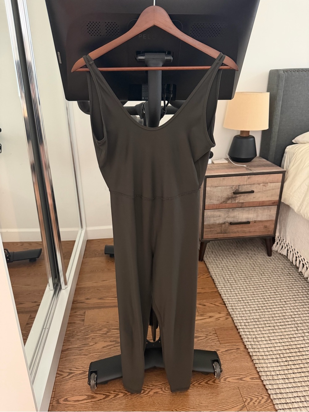 Women’s Sleeveless Workout Onesie Jumpsuit in Olive Green